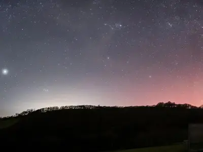 a starry night with the milky way at Creuddyn in Aberystwyth