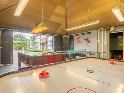 a room with a ping pong table and a pool table at Bearwood House in Pembridge