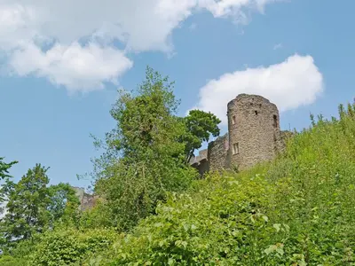an old castle sitting on top of a hill at Mashers Barn in Bucknell