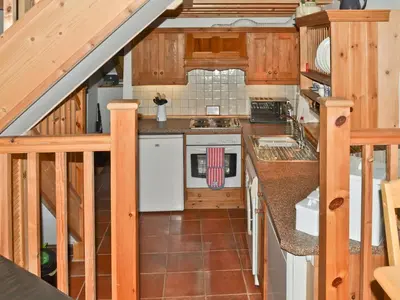 an overhead view of a kitchen in a tiny house at Angel Barn in Farden