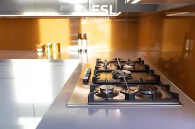 a stove top oven sitting in a kitchen at 3 Bedroom House - Overlooking River - Shrewsbury Town Centre in Shrewsbury