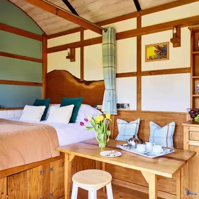 The Orient Express Shepherd's Hut with Hot Tub