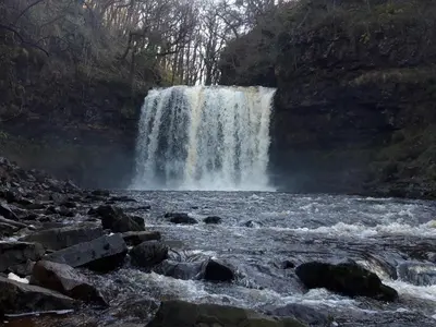 a waterfall in the middle of a river at 2 Bed in Brecon oc-bn100 in Cray