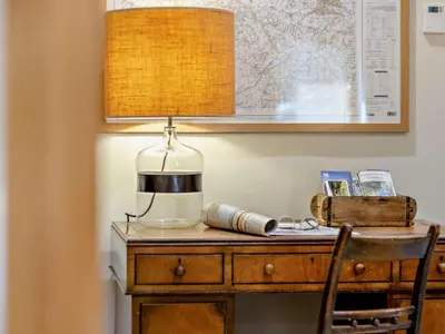 a lamp sitting on a desk with a coffee maker at 2 Bed in Hereford oc-82095 in Byford