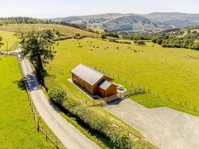 an overhead view of a barn in a field at 2 Bed in Llandrindod Wells oc-89063 in Nantmel