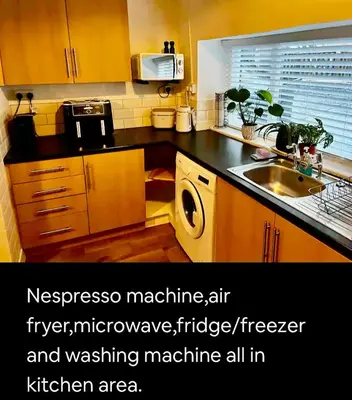 a kitchen with a sink and a dishwasher at Kookaburra lodge in Brecon