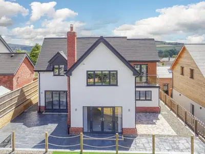 an aerial view of a white house at 4 Bed in Bishops Castle 94072 in Bishops Castle