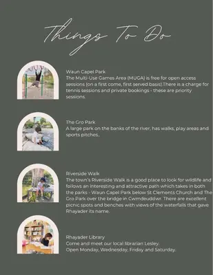 a page of a brochure for a photography store at Ty Ray Penmaes in Rhayader