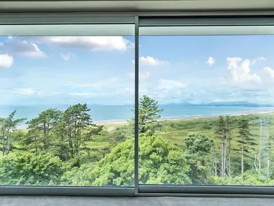 a window in a room with a view at Plas Amherst in Harlech