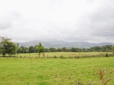 a field of green grass with mountains in the background at Ty Newydd Uchaf in Dolgellau