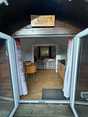 a view of a bedroom from the inside of a house at Glamping Life Retreat in Nantmel