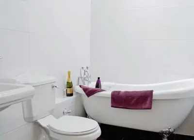 a white bathroom with a toilet and a sink at Awel Yr Mynydd in Ystrad Meurig
