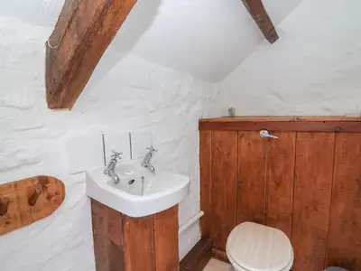 a bathroom with a sink and a toilet at Ty Ceffylau in Llanybydder