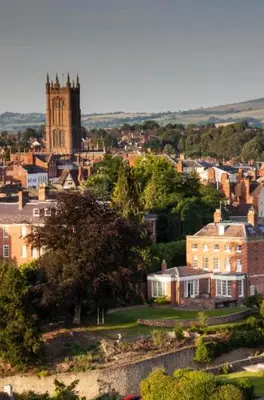 a view of a city with a clock tower at Quintessentially English 3-Bed Home in Ludlow - Pass the Keys in Ludlow