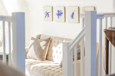 a white staircase with a couch in a room at 1 Bed in Culmington oc-t31830 in Culmington