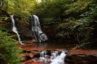 a waterfall in the middle of a forest at 1 Bed in Bronllys oc-t31949 in Bronllys