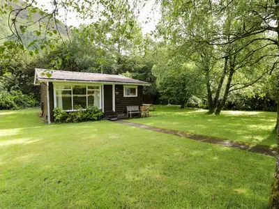 a small cabin in the middle of a yard at Ty Bedwen in Machynlleth