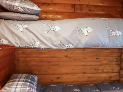 a bunk bed with a pillow on top of it at Barken in Trawsfynydd