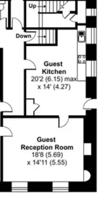 a black and white floor plan of a house at Cantre Selyf in Brecon