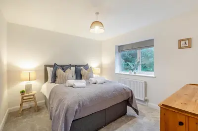 a bedroom with a bed and a window at 4 Bed in Llanigon oc-t33091 in Llanigon