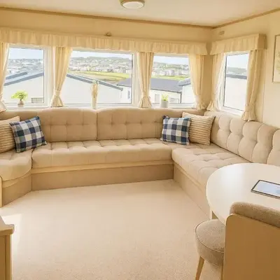Welsh Seaview Stay 3 bed caravan by pool