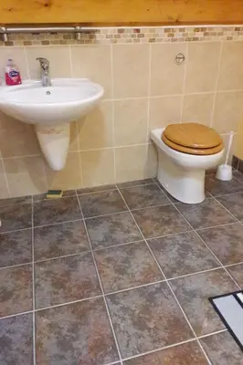 a bathroom with a toilet and a sink at Holiday Home Haus in Crickadarn mit Parkplatz und Bergblick by Interhome in Crickadarn