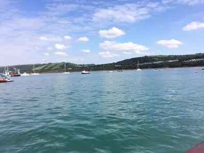 a view of a large body of water with boats at The Bakery in Llanddeiniol