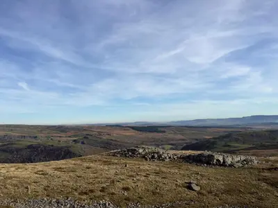 a view from the top of a hill at Log Cabin in Brecon