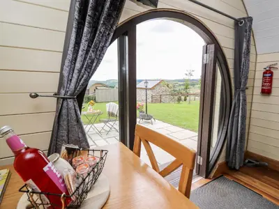 a view from the dining table in a tiny house at Mountain View in Saint Harmon