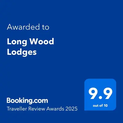 a screenshot of the longwood lodges homepage with the text awarded to long wood at Long Wood Lodges in Knighton