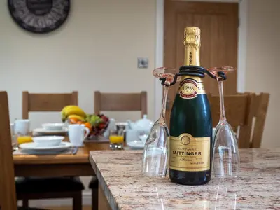 two bottles of wine sitting on a table at New Peny in Llandrindod Wells