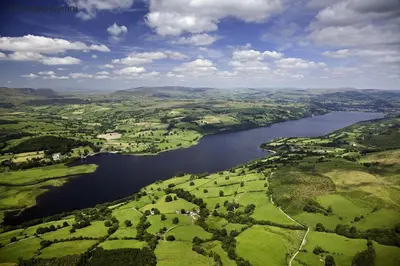 an aerial view of a river and a city at 5 Bed in Bala oc-bow163 in Bala
