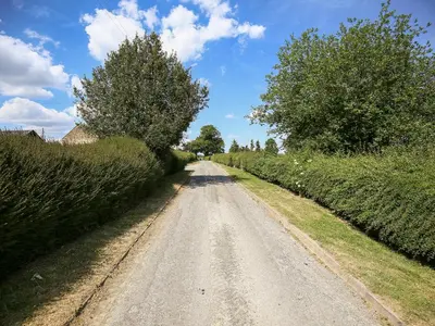 a dirt road with bushes on both sides at The Onibury in Craven Arms