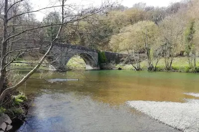 an old stone bridge over a river at Cosy, elegant apartment in heart of Ludlow Town in Ludlow