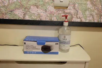 a bottle of detergent and a box on a table at 15 Bronant in Talgarth