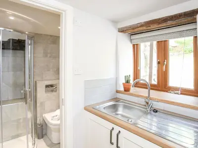 a bathroom with a sink and a toilet at Hafotty Gelynen in Corwen