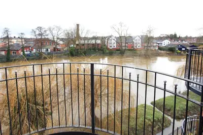 a view of a river from a bridge at St Julians Place in Shrewsbury