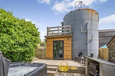 a house with a silo on the roof at 1 Bed in Aberaeron oc-bow300 in Henfynyw Upper