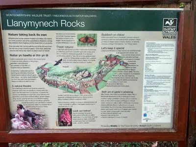 a sign for the lilyvelt rocks at the park at Mini haven in Oswestry