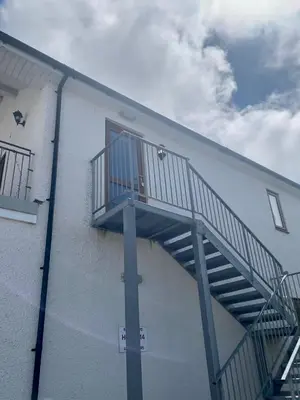 a staircase on the side of a building at Apartment 14 in Aberystwyth