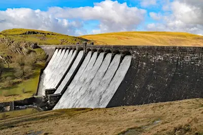 a dam in a field with at Cwm Clyd - Carthouse in Rhayader