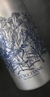 a blue and white vase with plants on it at Plas Dolguog in Machynlleth