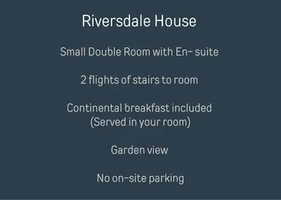 a blue line with the words riven pesticide house small double room with en suite at Riversdale House Bed & Breakfast in Llangollen
